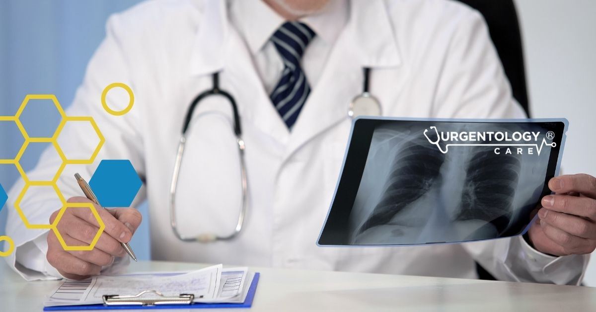 doctor reviewing patient x-ray lungs